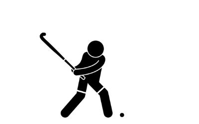 Stick man playing hockey